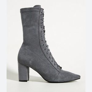 SILENT D  FROM ANTHROPOLOGIE LACE-UP HEELED BOOTS GREY SIZE 38